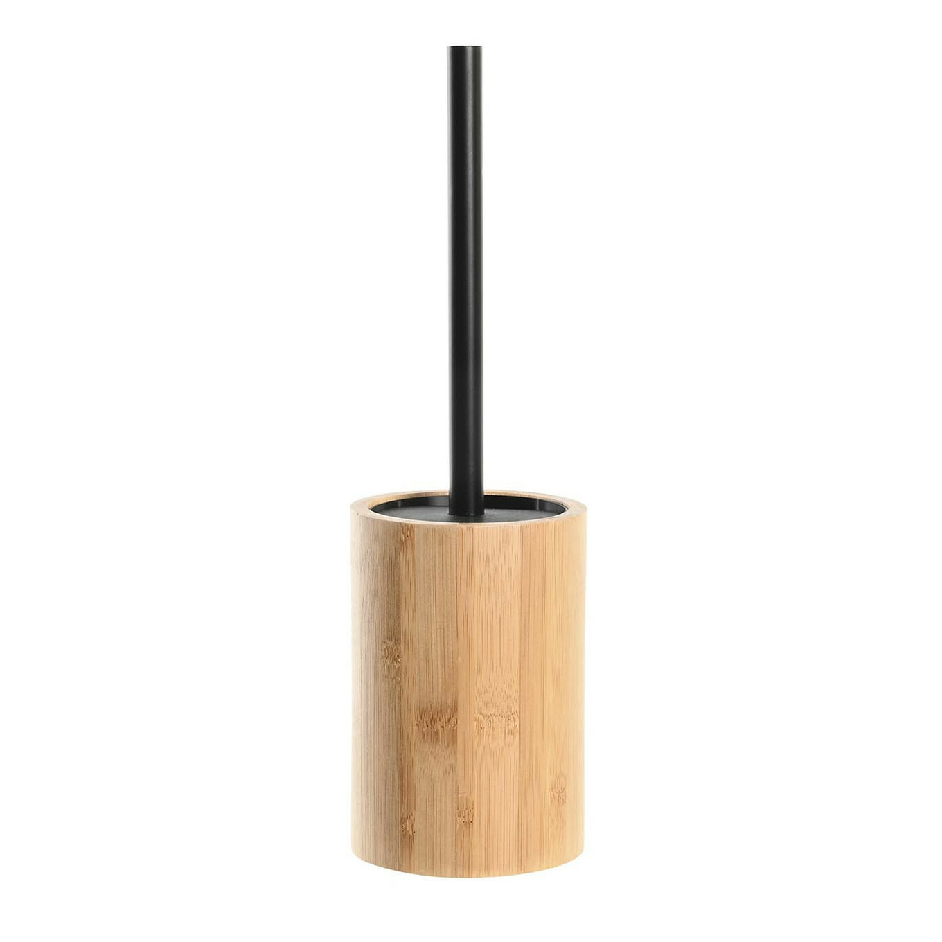 Items WC/Toiletborstel in houder naturel/zwart bamboe hout x 10 cm -