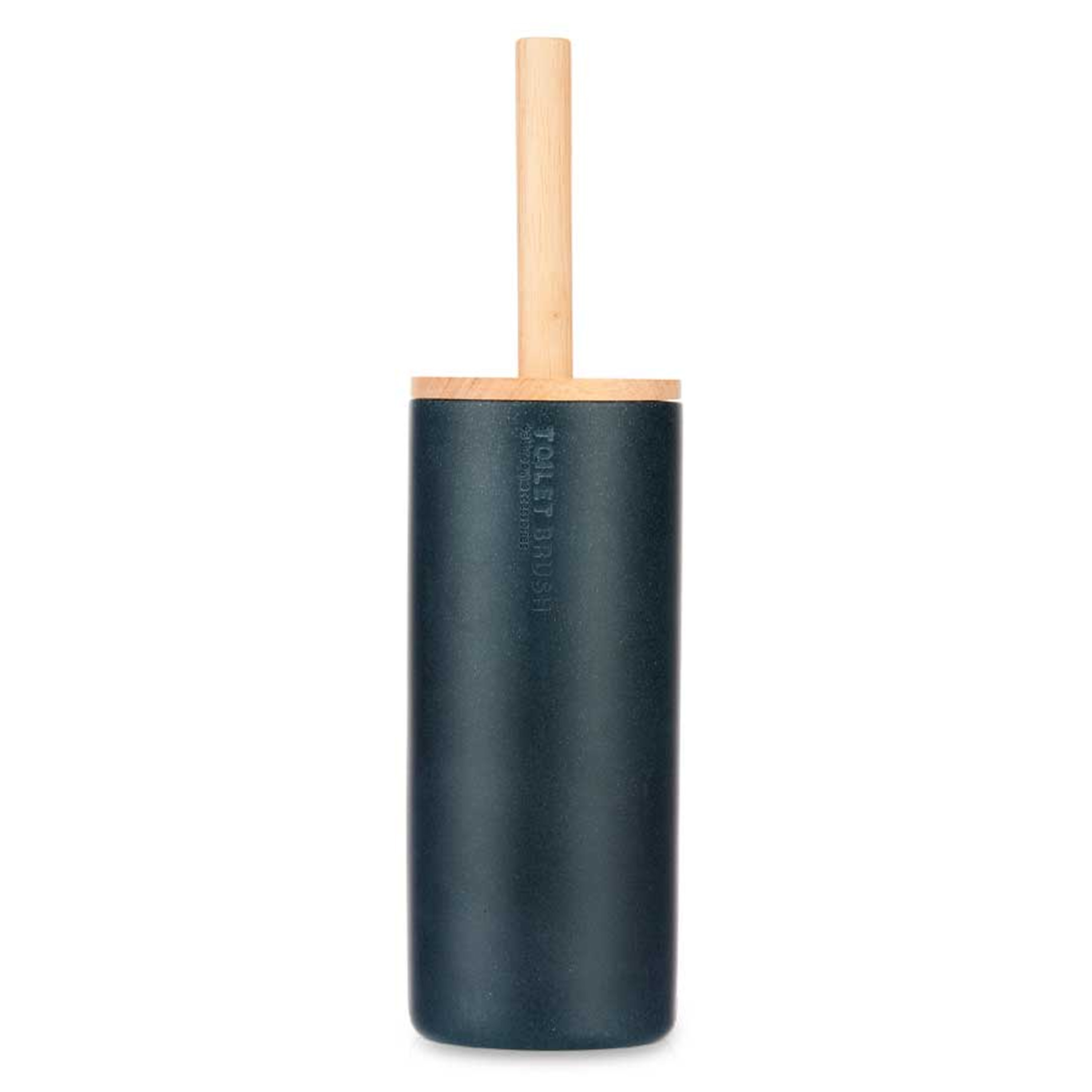 Berilo Malaga Toiletborstel in houder/wc-borstel - polyresin/rvs met bamboe - zwart - cm -