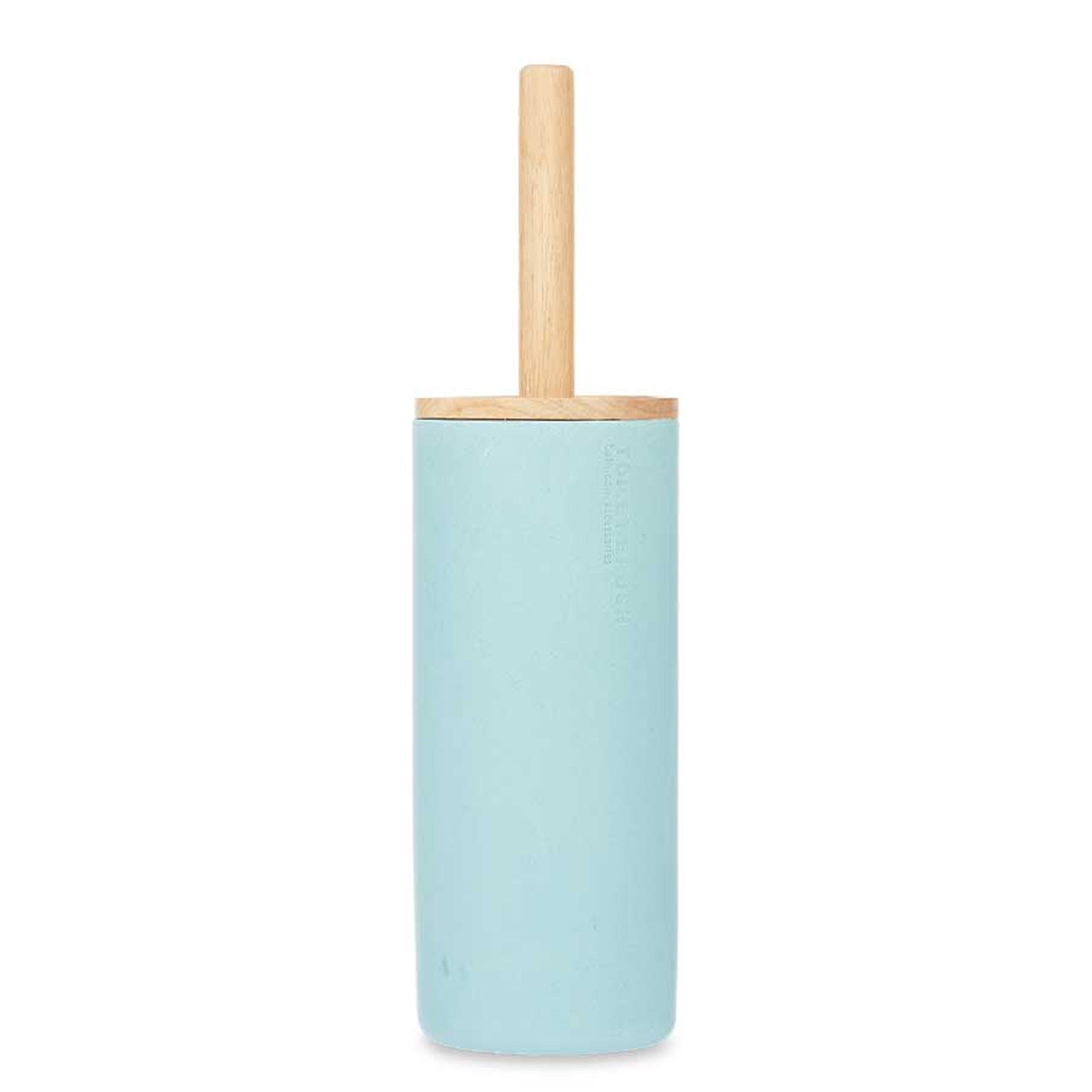 Berilo Toiletborstel in houder Malaga - polyresin/bamboe - lichtblauw -