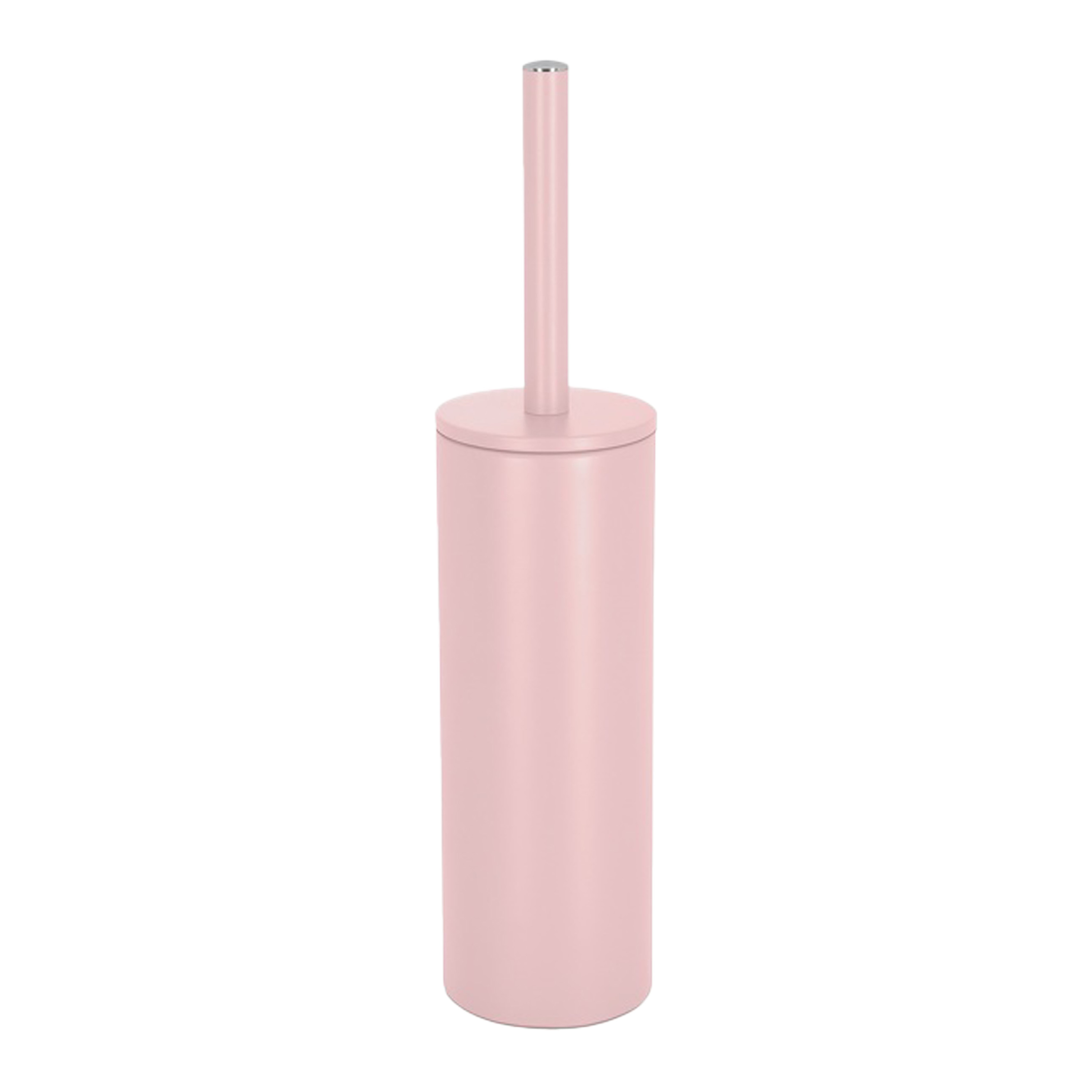 Spirella Luxe Toiletborstel in houder Cannes - lichtroze - metaal - x 9 cm - met binnenbak -