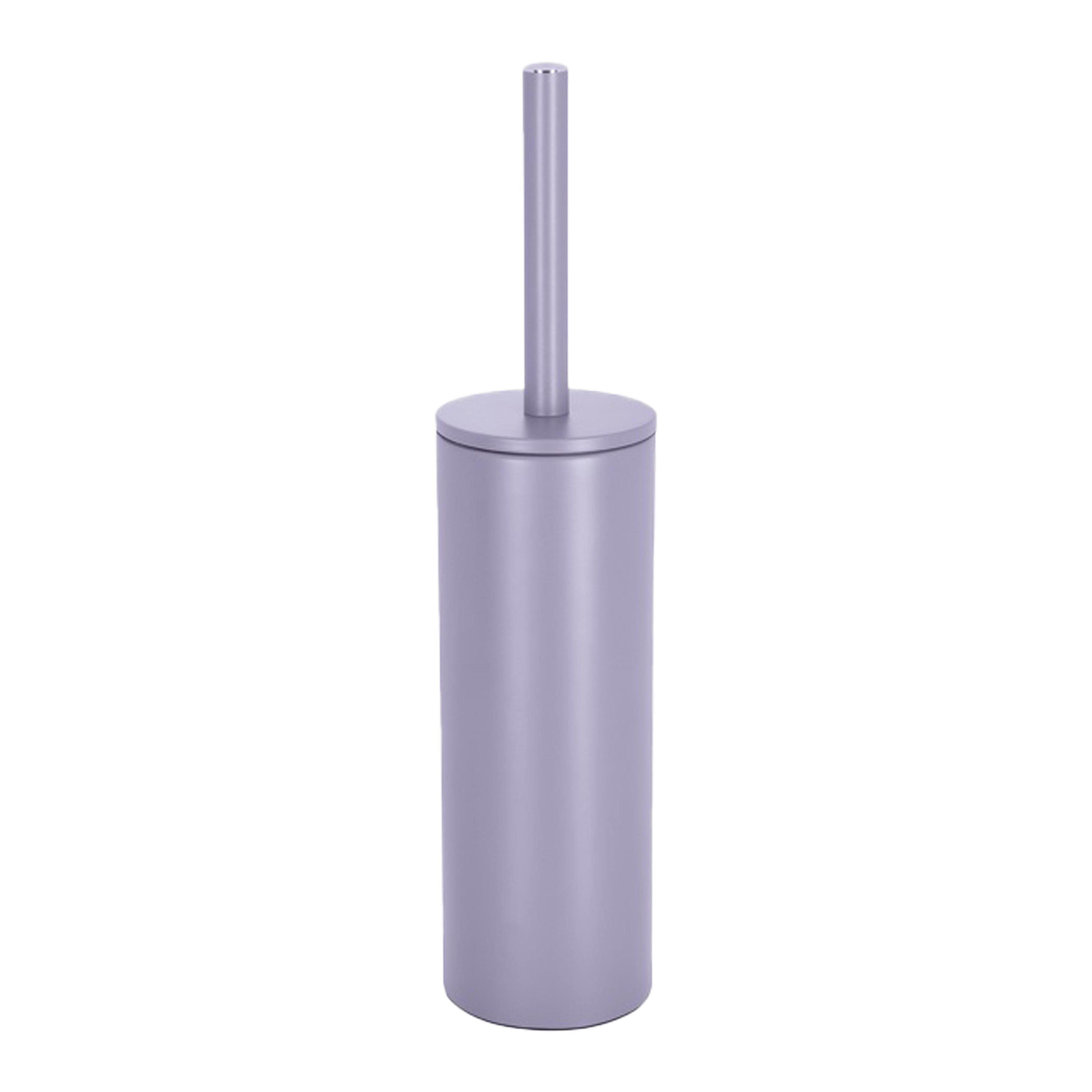 Spirella Luxe Toiletborstel in houder Cannes - lila paars - metaal - x 9 cm - met binnenbak -