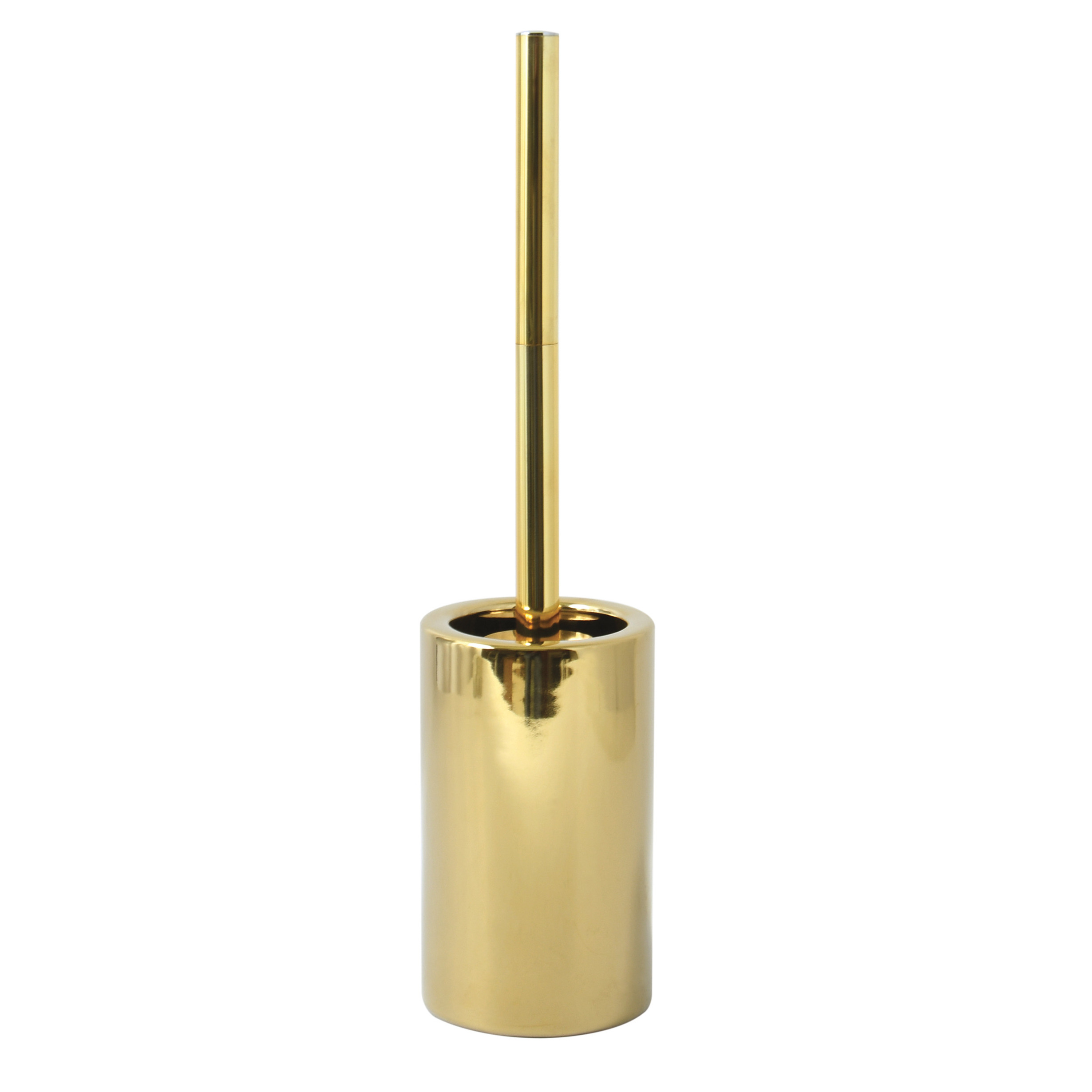Spirella Luxe Toiletborstel in houder Sienna - goud glans - porselein - x 10 cm - met binnenbak -