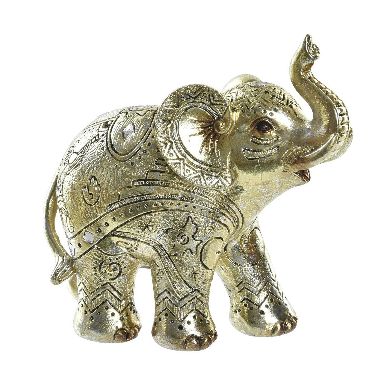Deko-figur Dkd Home Decor Elefant Golden Harz (13 X 6 X 13 Cm)