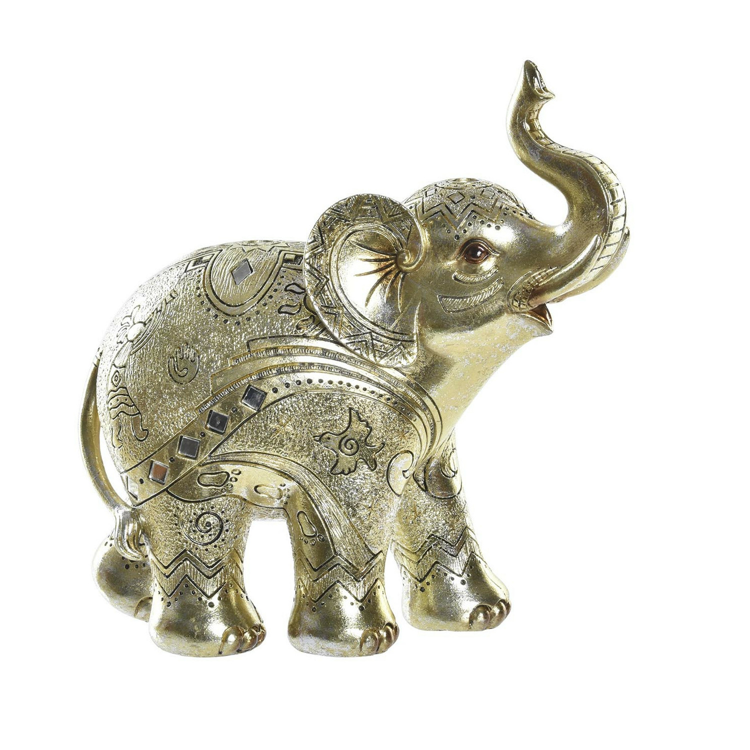 Items Olifant dierenbeeld - goud - polyresin - 24 x 10 x 24 cm - home decoratie -