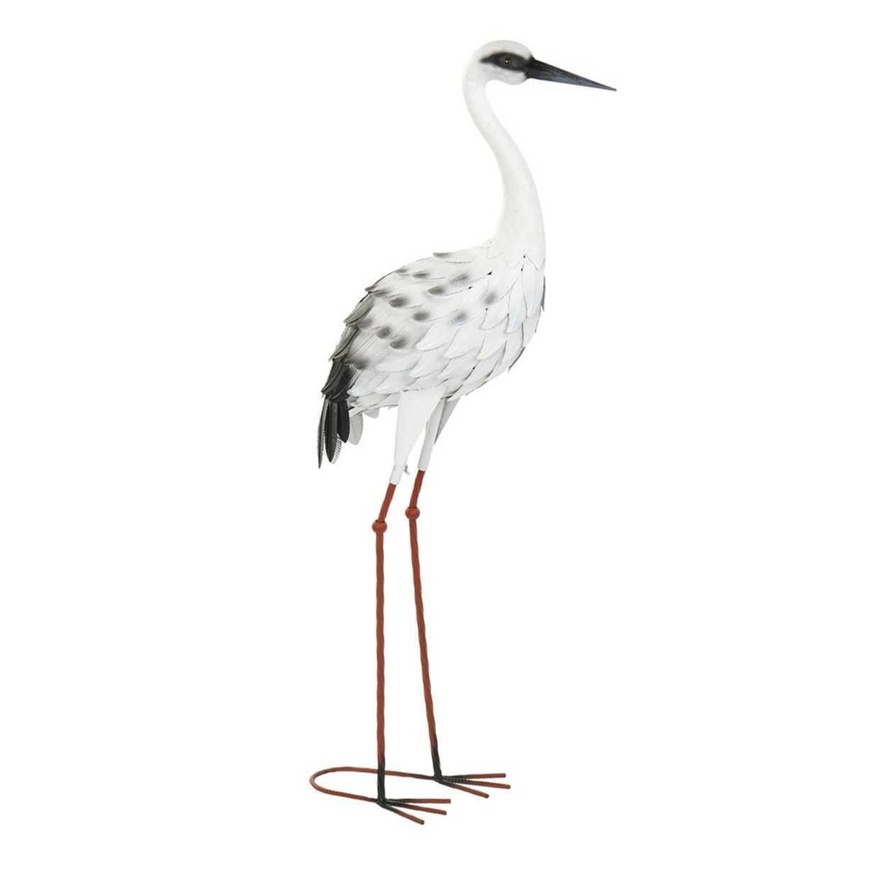 Items Tuin decoratie dieren/vogel beeld - Metaal - Reiger - 18 x 97 cm - buiten - wit -