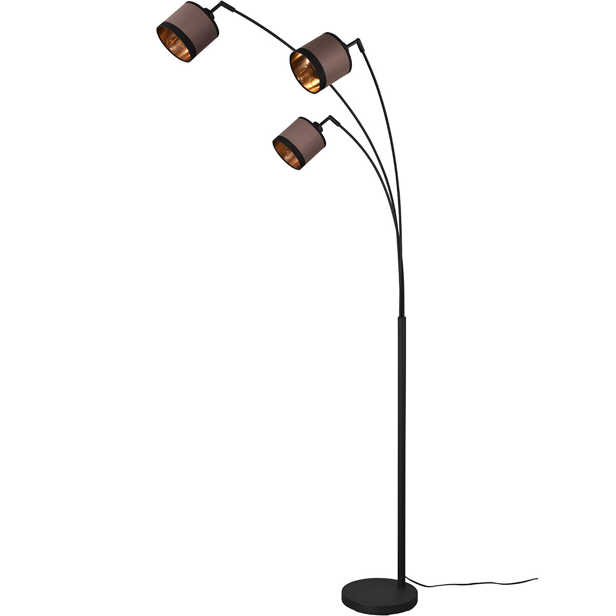 BES LED LED Vloerlamp - Trion Vamos - E14 Fitting - 3-lichts - Rond - Mat Zwart - Metaal