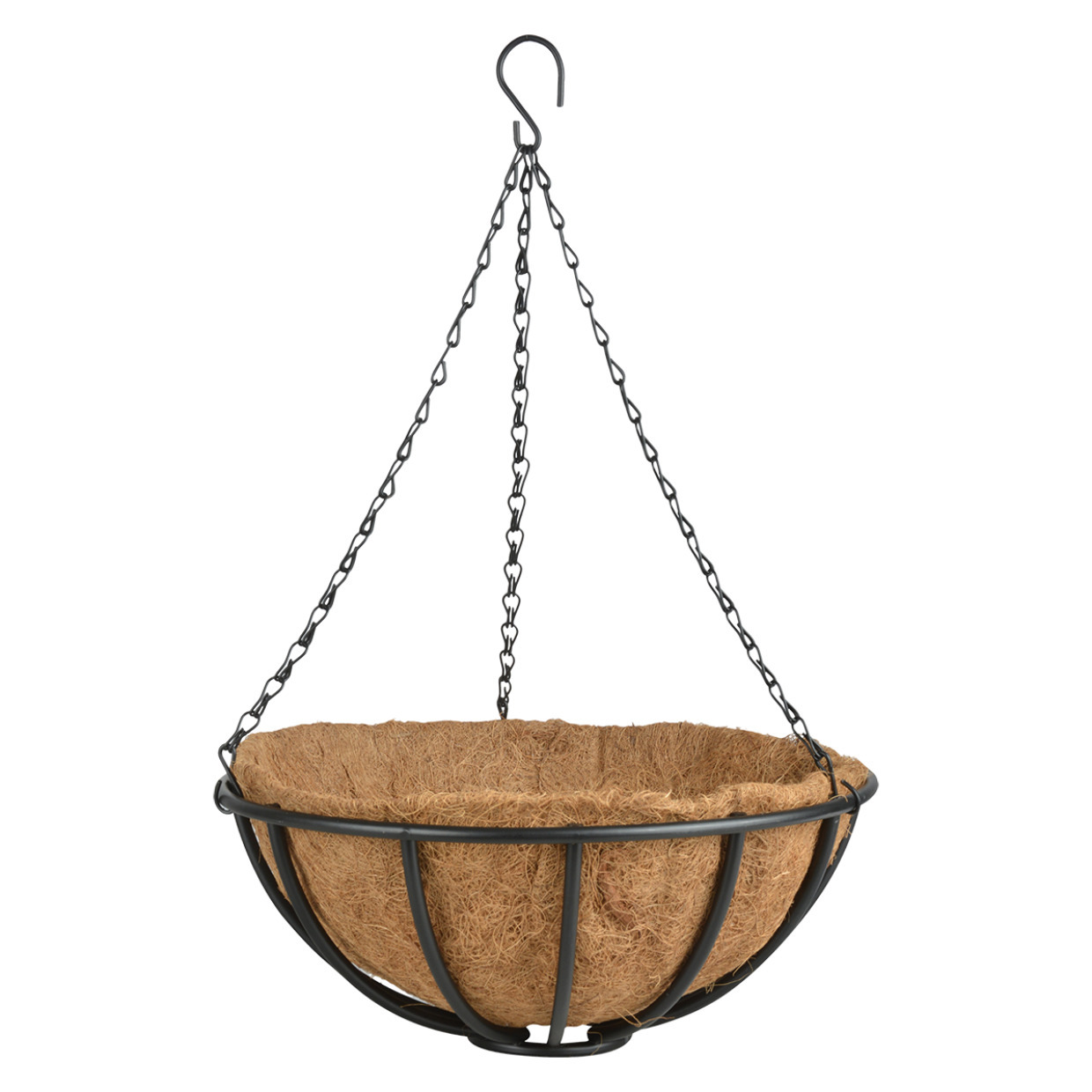 Esschert Design Metalen hanging basket / plantenbak zwart met ketting 35 cm - hangende bloemen -