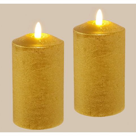 I.GE.A. Led-kaars Batteriebetriebene LED-Kerzen aus Echtwachs, Höhe ca. 12,5 cm (set, 2-delig)