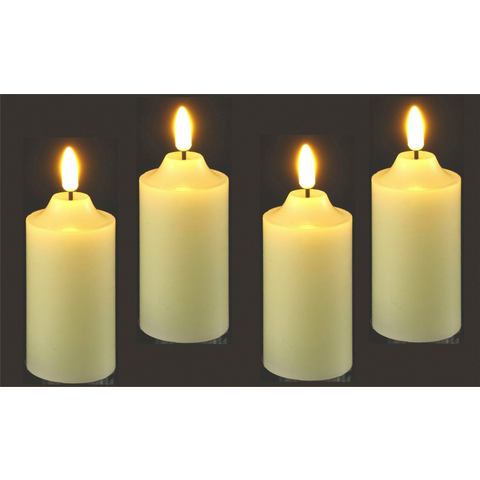 I.GE.A. Led-kaars Batteriebetriebene LED-Kerzen aus Echtwachs, Ø ca. 5,5 cm (set, 4-delig)