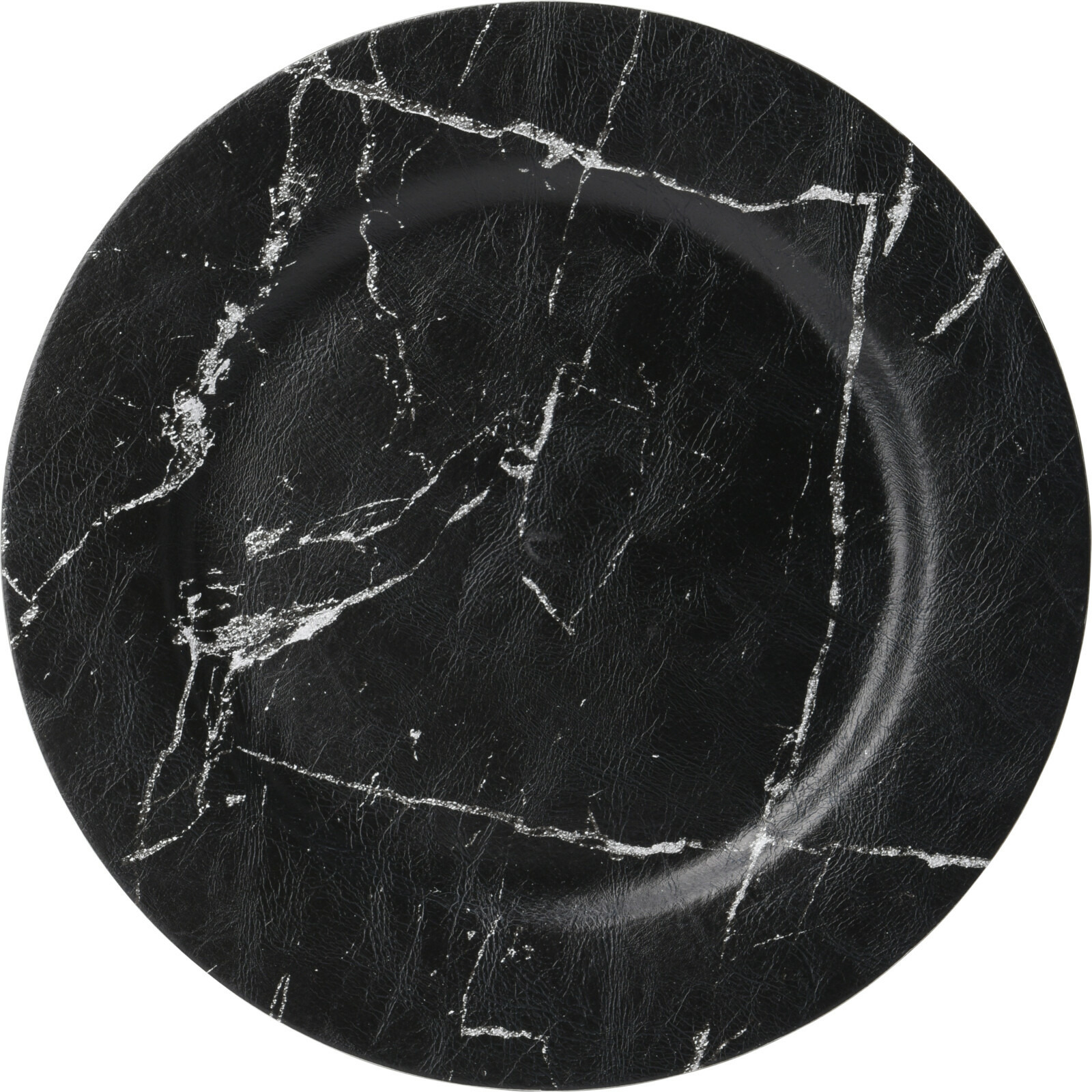 Home & Styling Kaarsenbord/onderbord - zwart marmer look - kunststof - D33 cm -