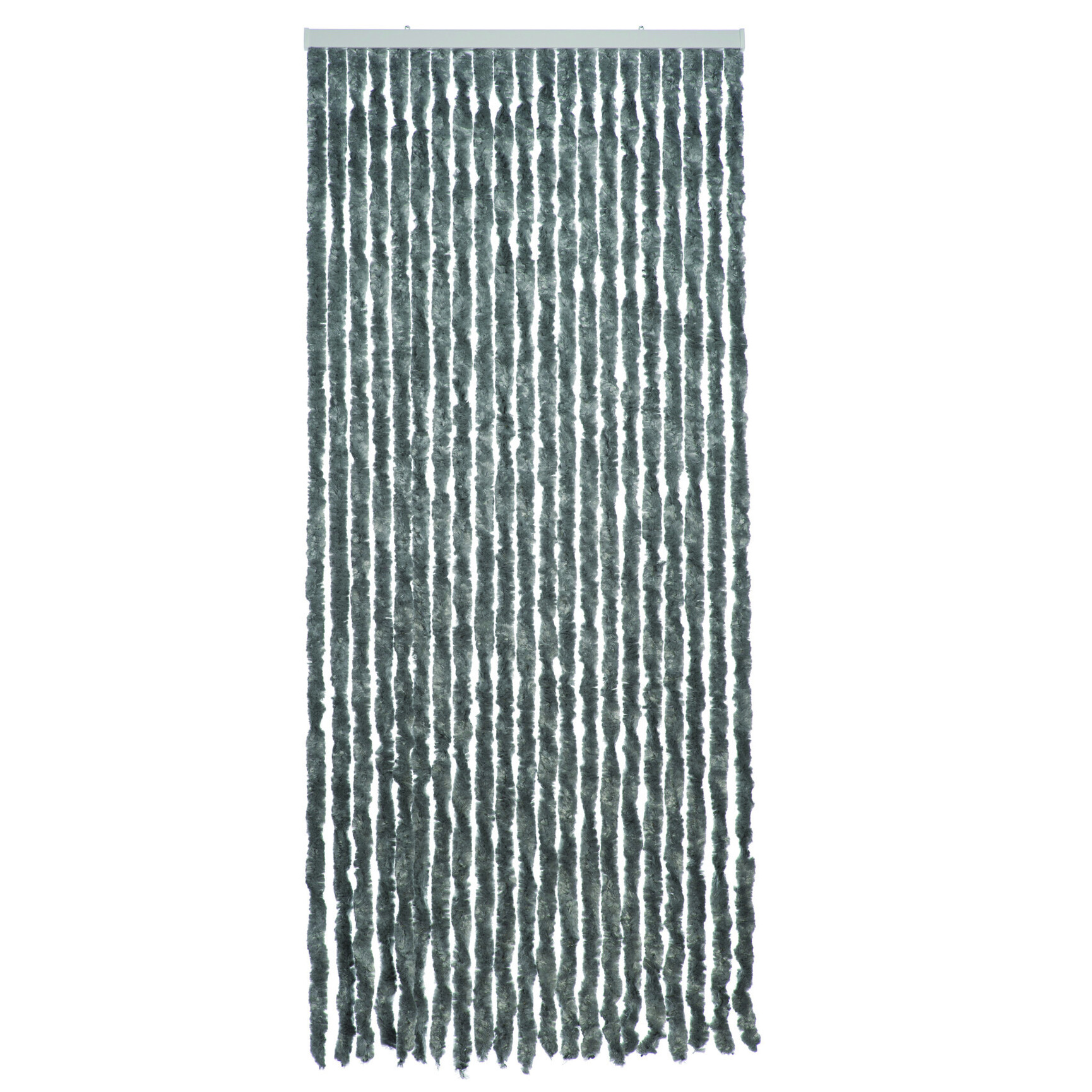 Ambiance Lichtgrijs polyester stroken vliegen/insecten gordijn 93 x 210 cm -