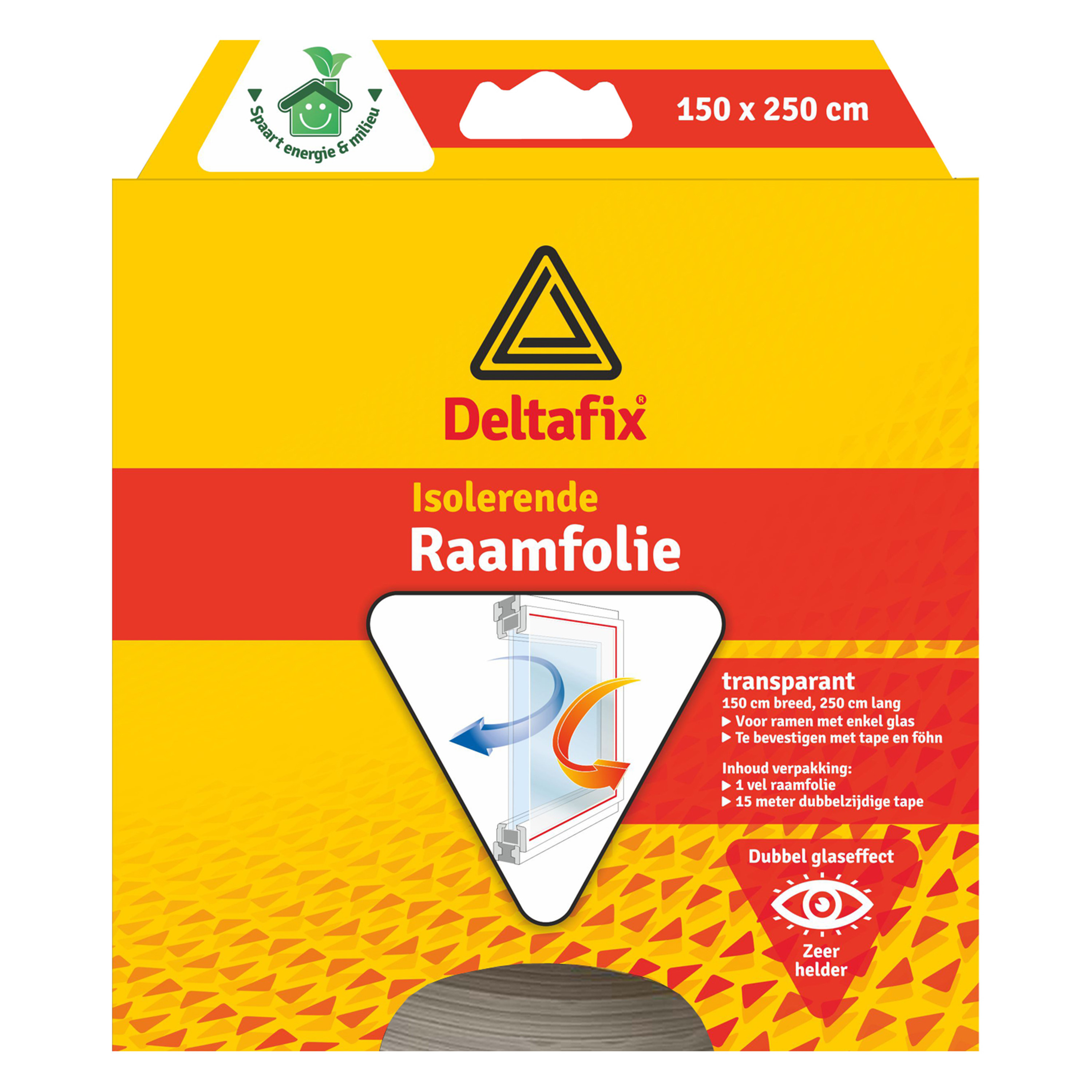 Deltafix Raam isolatiefolie - transparant - 150 x 250 cm - incl. bevestigingstape - energiebesparend -