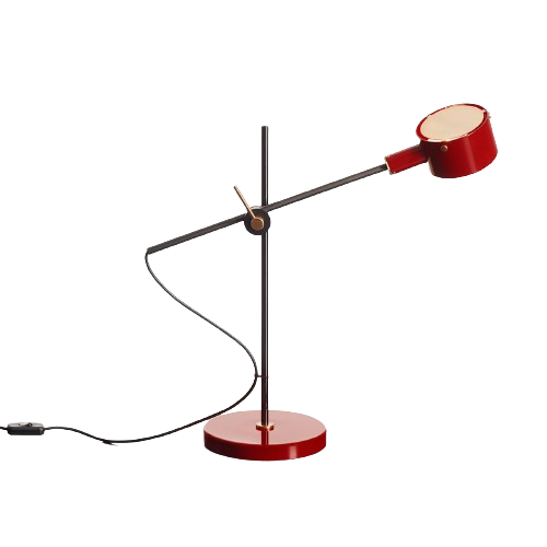 Oluce  G.O. tafellamp Zwart - Geanodiseerd Brons - Scharlaken rood