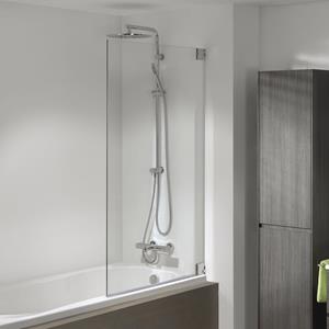 Luca Varess Pure enkele badwand 90 cm helder glas glanzend chroom profiel