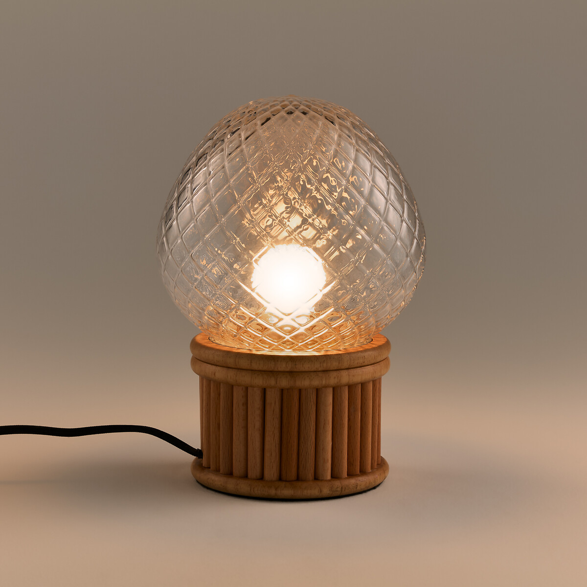LA REDOUTE INTERIEURS Tafellamp van hout en glas, Oguri
