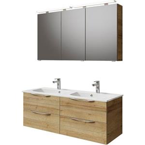 Saphir Badkamerserie Serie 6025 2-teilig Mineralmarmor-Waschtisch mit LED-Spiegelschrank (2-delig)