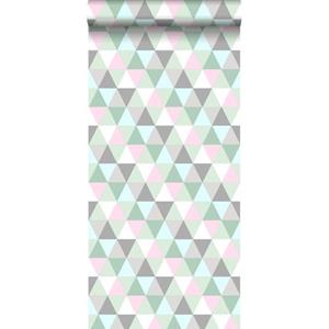 ESTAhome Behang Driehoekjes Mintgroen, Roze En Grijs - 53 Cm X 10,05 M - 128706