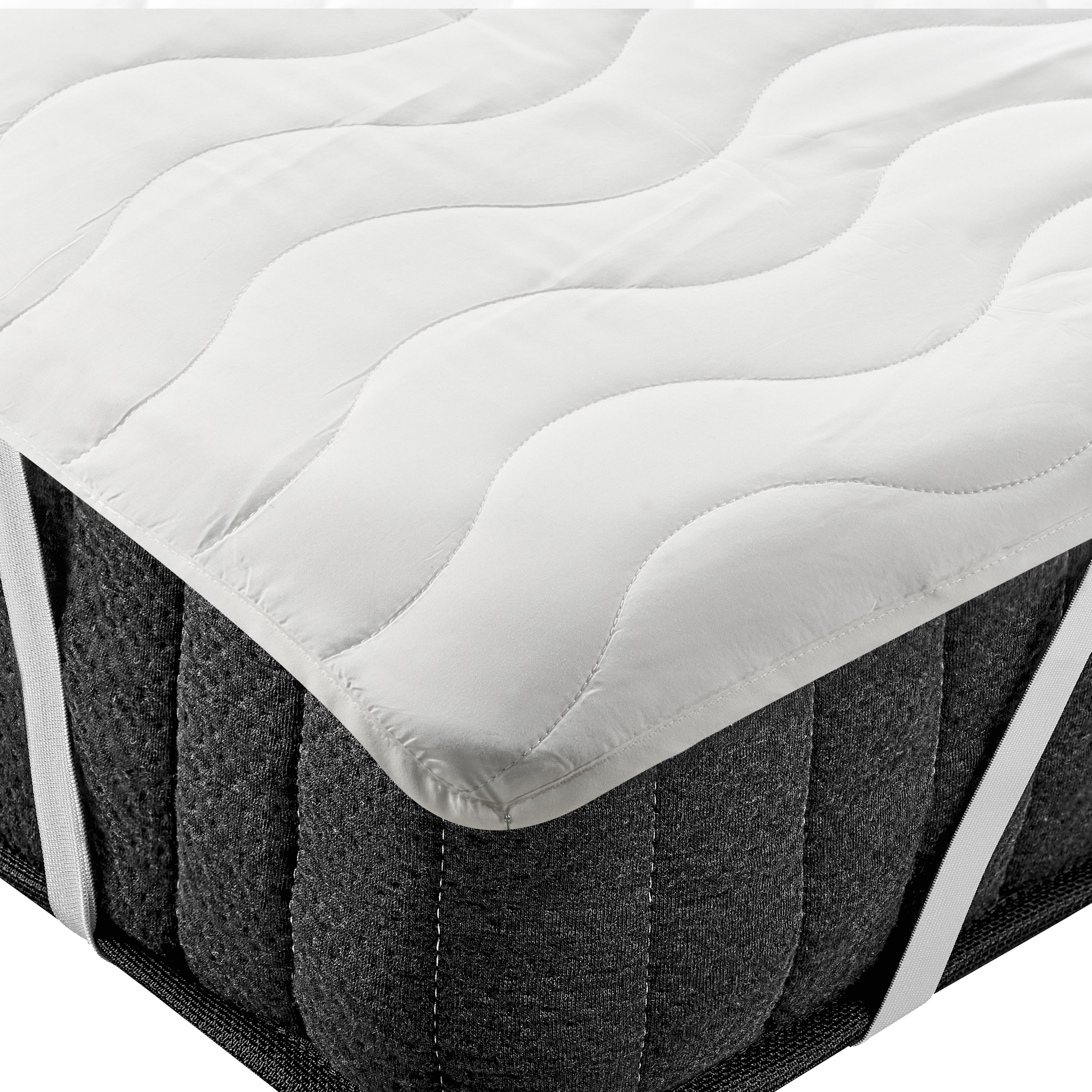 beliani Matratzentopper Weiß Mikrofaser 90 x 200 cm Wasserdicht mit Gummizug an den Ecken Versteppt Matratzenschutz Auflage für Einzelbett - Weiß