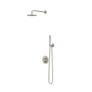 IVY Bond Regendoucheset 2 inbouw met 2-weg stop-omstel - 40cm wandarm - 20cm medium hoofddouche rond - houder met uitlaat - doucheslang 150cm - staafmodel handouche Geborsteld nickel PVD CSB2GNADAA