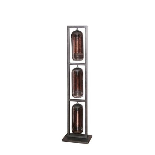 Hoyz Collection Hoyz - Vloerlamp Tower 3l - Smoke Glas - Artic Zwart