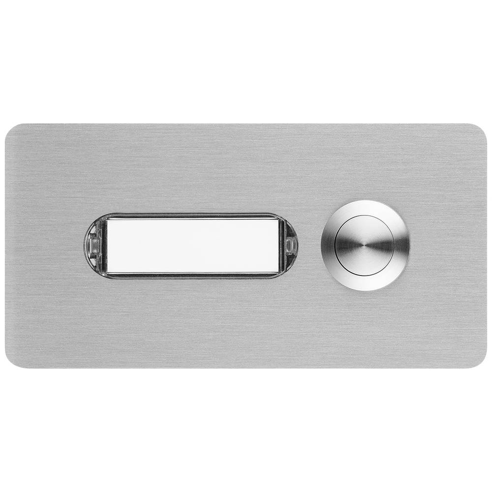 Grothe 55520 Klingeltaster mit Namensschild Weiß, Edelstahl V2A (gebürstet)
