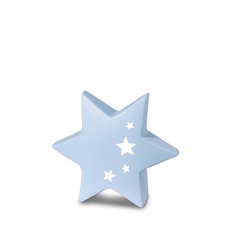 Urnwebshop Babyurn Lichtblauwe Ster, met Vier Sterretjes (0.3 liter)