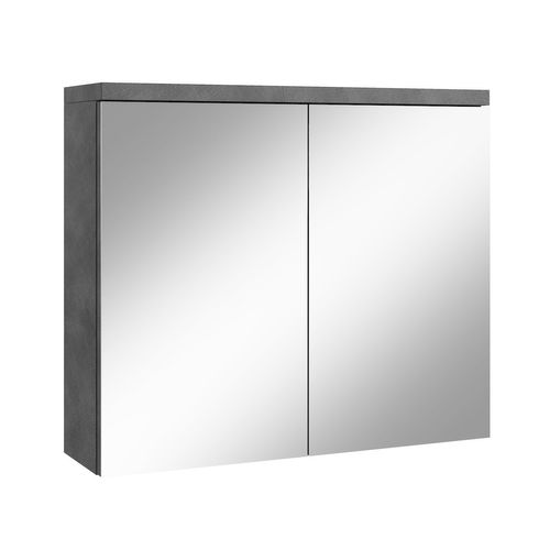badplaats Badezimmer Spiegelschrank Toledo 80cm Dunkle Grau – Stauraum Unterschrank Möbel zwei Türen Badschrank - Dunkel grau