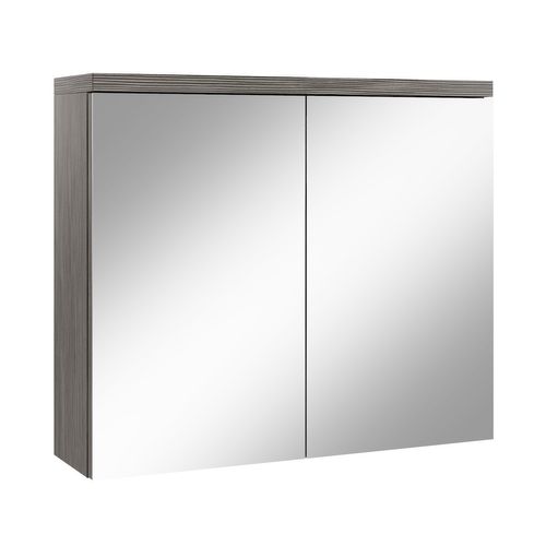 badplaats Badezimmer Spiegelschrank Toledo 80cm Grau Eiche – Stauraum Unterschrank Möbel zwei Türen Badschrank - Grau eiche