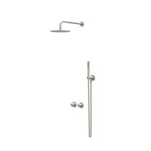 IVY Bond Regendoucheset 3 inbouw symmetry met 2-weg stop-omstel - 40cm wandarm - 25cm slim hoofddouche - glijstang met uitlaat - doucheslang 150cm - staafmodel handouche Geborsteld nickel PVD CSB3GNAB