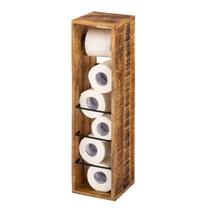 Sfeer voor jou SVJ Toiletpapierhouder Rechthoekig - 17 x 17 x 65 cm - Hout - Bruin