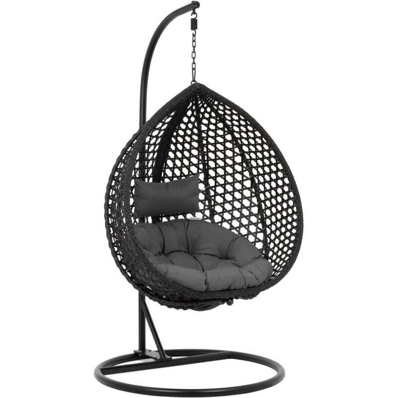Uniprodo Buitenhangstoel met frame - opklapbare zitting - zwart/grijs - druppelvorm
