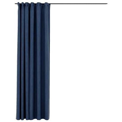 VidaXL Gordijn linnen-look verduisterend met haken 290x245 cm blauw