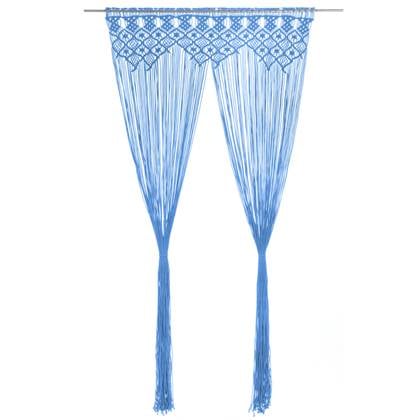 Vorhang Makramee Vorhang Blau 140x240 cm Baumwolle, vidaXL, (1 St)