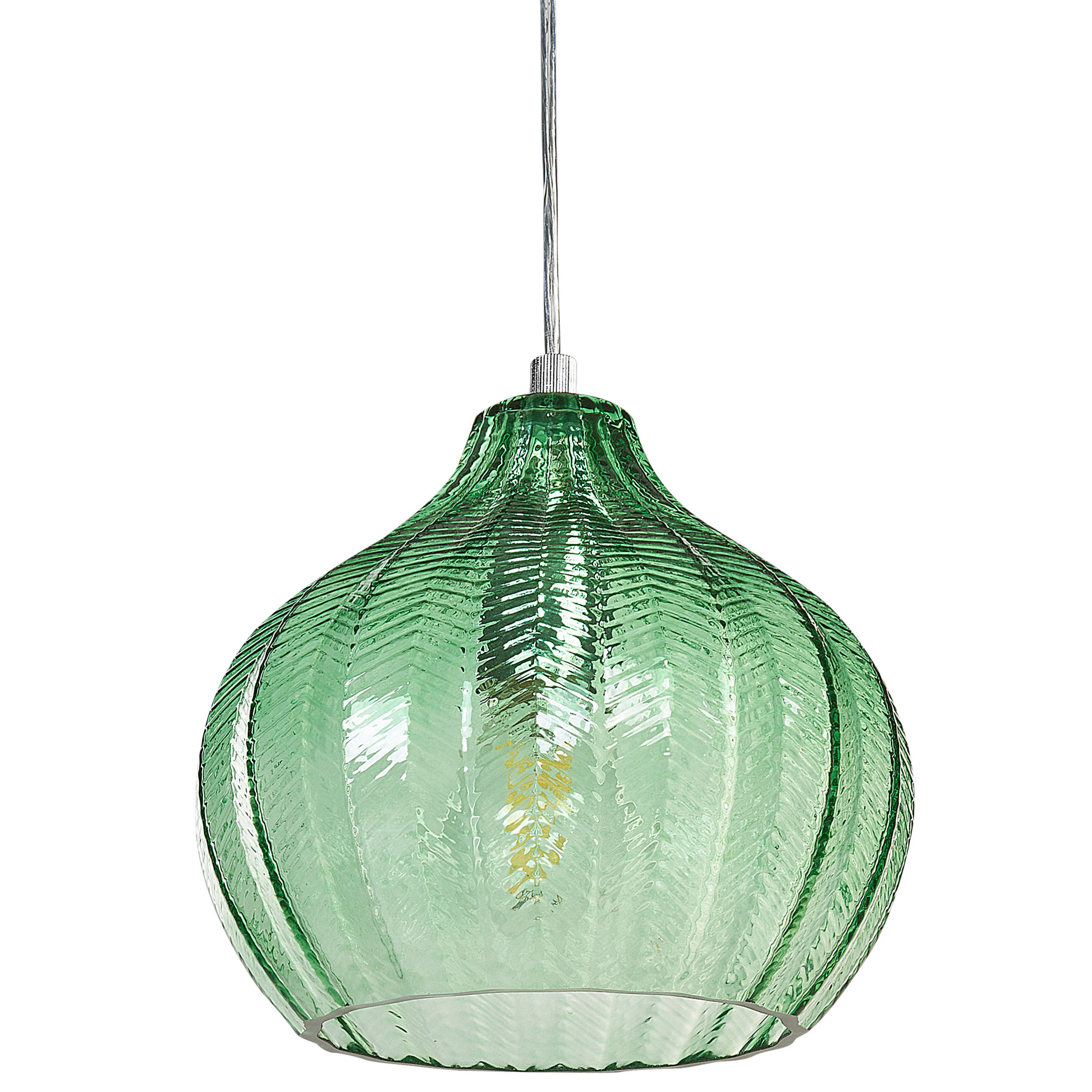 beliani Hängeleuchte Glas grün mit Schirm Glockenform 1-flammig Retro-Design Keila - Grün