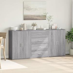 vidaXL Dressoirs 3 st 60x31x84 cm bewerkt hout grijs sonoma eikenkleur