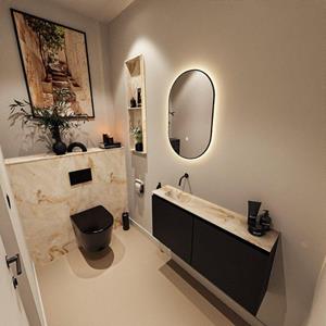 MONDIAZ TURE-DLUX 100cm toiletmeubel Urban. EDEN wastafel Frappe positie links. Zonder kraangat. TUREDX100URBL0FRA