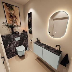 MONDIAZ TURE-DLUX 100cm toiletmeubel Greey. EDEN wastafel Lava positie rechts. Met 1 kraangat. TUREDX100GRER1LAV