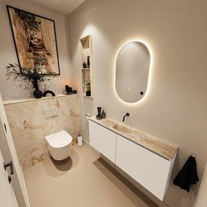 MONDIAZ TURE-DLUX 120cm toiletmeubel Talc. EDEN wastafel Frappe positie midden. Zonder kraangat. TUREDX120TALM0FRA