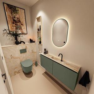 MONDIAZ TURE-DLUX 120cm toiletmeubel Army. EDEN wastafel Frappe positie midden. Met 1 kraangat. TUREDX120ARMM1FRA