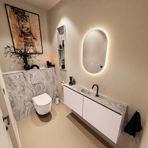 MONDIAZ TURE-DLUX 120cm toiletmeubel Rosee. EDEN wastafel Glace positie midden. Met 1 kraangat. TUREDX120ROSM1GLA