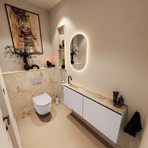 MONDIAZ TURE-DLUX 120cm toiletmeubel Cale. EDEN wastafel Frappe positie links. Met 1 kraangat. TUREDX120CALL1FRA