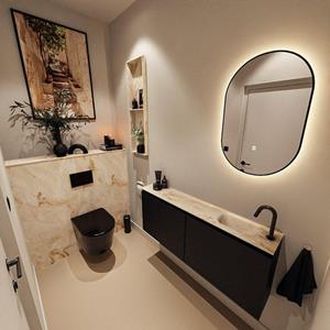 MONDIAZ TURE-DLUX 120cm toiletmeubel Urban. EDEN wastafel Frappe positie rechts. Met 1 kraangat. TUREDX120URBR1FRA