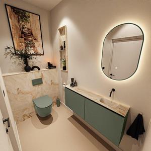 MONDIAZ TURE-DLUX 120cm toiletmeubel Army. EDEN wastafel Frappe positie rechts. Zonder kraangat. TUREDX120ARMR0FRA