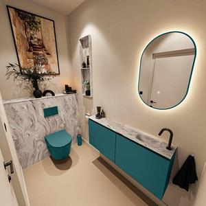 MONDIAZ TURE-DLUX 120cm toiletmeubel Smag. EDEN wastafel Glace positie rechts. Met 1 kraangat. TUREDX120SMAR1GLA