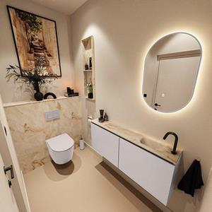 MONDIAZ TURE-DLUX 120cm toiletmeubel Cale. EDEN wastafel Frappe positie rechts. Met 1 kraangat. TUREDX120CALR1FRA