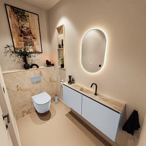 MONDIAZ TURE-DLUX 120cm toiletmeubel Clay. EDEN wastafel Frappe positie midden. Met 1 kraangat. TUREDX120CLAM1FRA