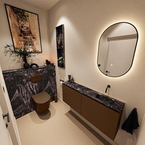 MONDIAZ TURE-DLUX 120cm toiletmeubel Rust. EDEN wastafel Lava positie rechts. Zonder kraangat. TUREDX120RUSR0LAV