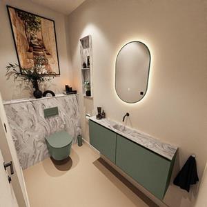 MONDIAZ TURE-DLUX 120cm toiletmeubel Army. EDEN wastafel Glace positie midden. Zonder kraangat. TUREDX120ARMM0GLA