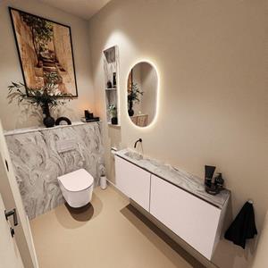 MONDIAZ TURE-DLUX 120cm toiletmeubel Rosee. EDEN wastafel Glace positie links. Zonder kraangat. TUREDX120ROSL0GLA