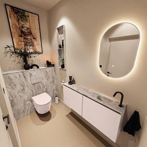 MONDIAZ TURE-DLUX 120cm toiletmeubel Rosee. EDEN wastafel Glace positie rechts. Met 1 kraangat. TUREDX120ROSR1GLA